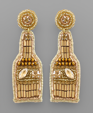 Beaded Champagne Earrings - Gold