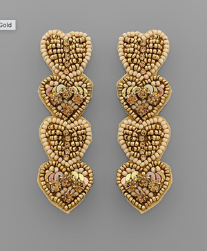 
            
                Load image into Gallery viewer, 4 Beaded Heart Earrings - Gold
            
        