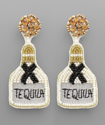 Tequila Bottle Earrings - White