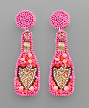 
            
                Load image into Gallery viewer, Bead Champagne Bottle Earrings - Pink
            
        
