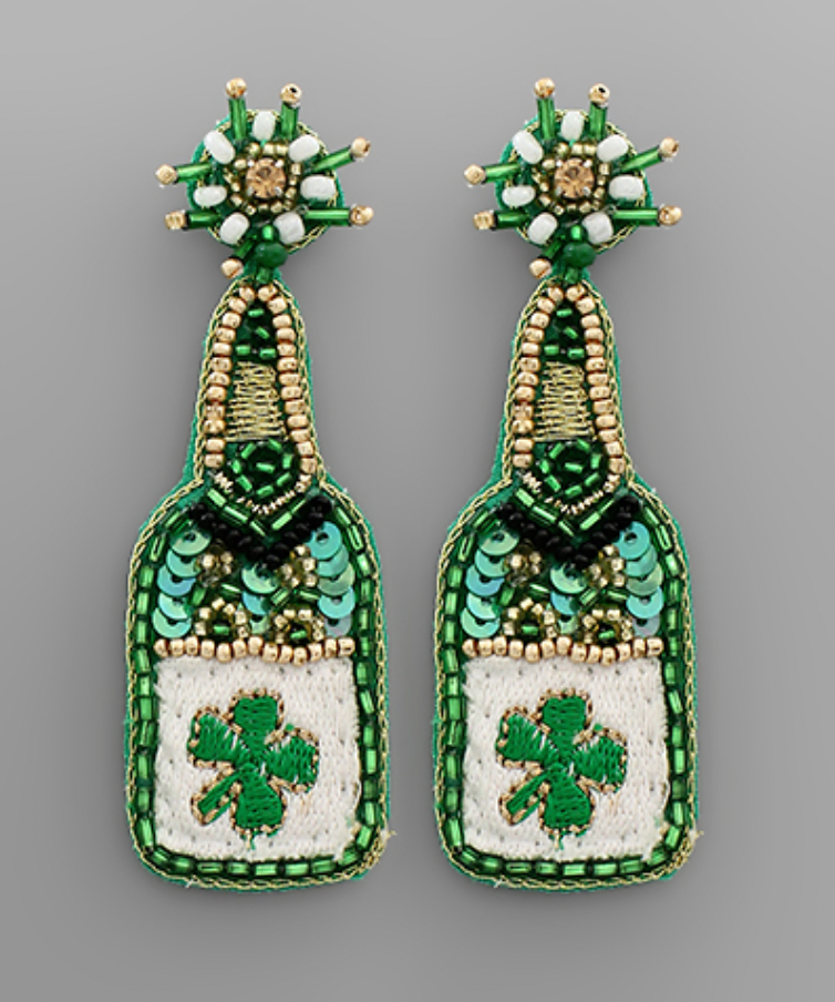 
            
                Load image into Gallery viewer, St Patrick&amp;#39;s Day Theme Earrings - Champagne
            
        