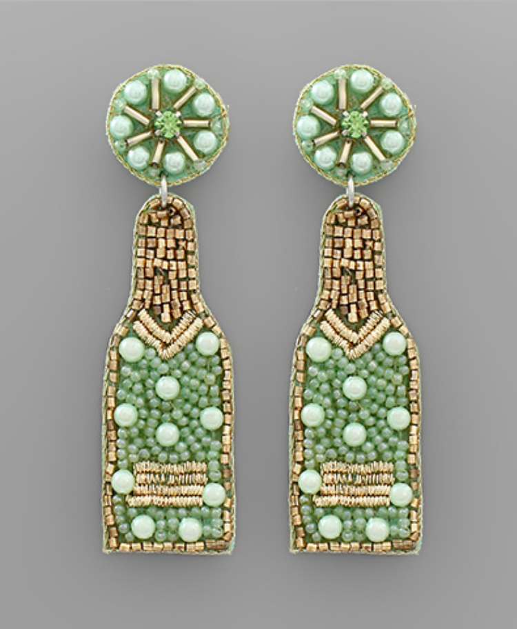 
            
                Load image into Gallery viewer, Pearl Beaded Bottle Earrings - Mint
            
        