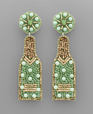 
            
                Load image into Gallery viewer, Pearl Beaded Bottle Earrings - Mint
            
        