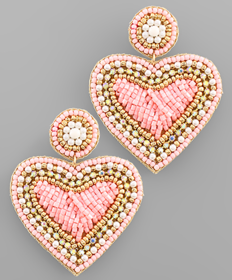 
            
                Load image into Gallery viewer, Heart Bead Earrings - Pink
            
        