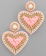 Heart Bead Earrings - Pink