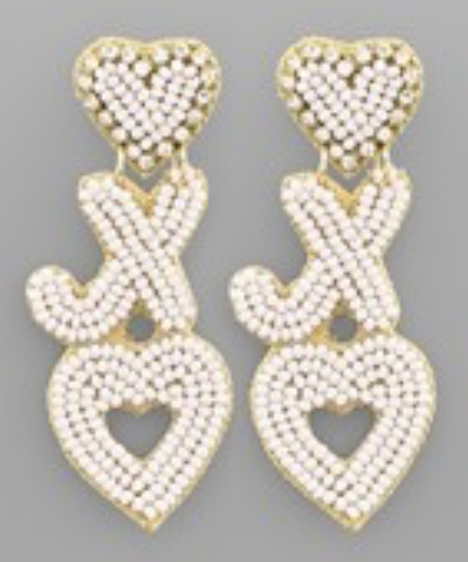
            
                Load image into Gallery viewer, XO Heart Beads Earrings - White
            
        