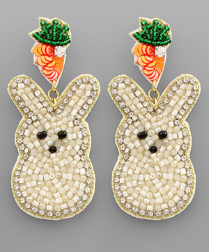 Easter Bunny Beads Earrings - Ivory
