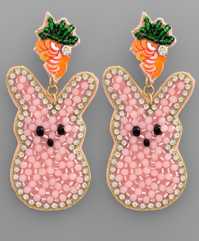 
            
                Load image into Gallery viewer, Easter Bunny Beads Earrings - Baby Pink
            
        