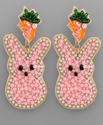Easter Bunny Beads Earrings - Baby Pink
