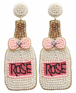 Beaded Rose Bottle Earrings - Ivory