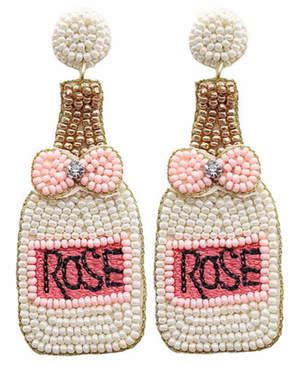 
            
                Load image into Gallery viewer, Beaded Rose Bottle Earrings - Ivory
            
        