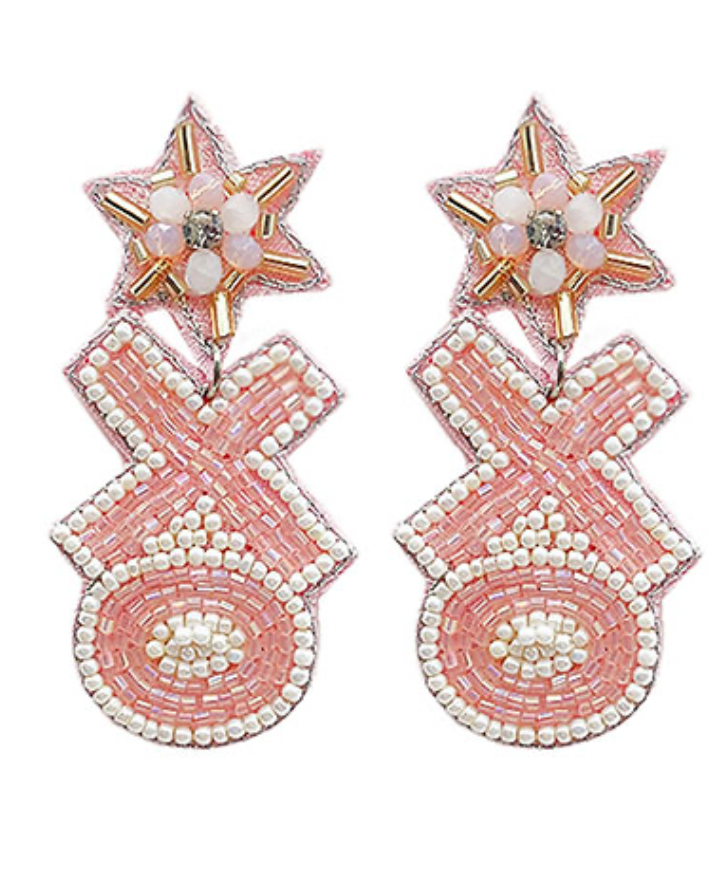 
            
                Load image into Gallery viewer, Beaded XO Earrings - Pink
            
        