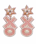 Beaded XO Earrings - Pink