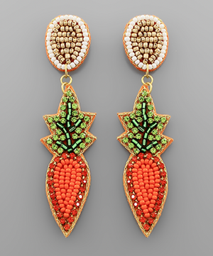 
            
                Load image into Gallery viewer, Beaded Carrot Easter Earrings - Orange
            
        