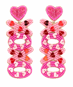 Valentines XOXO Beaded Earrings - Pink