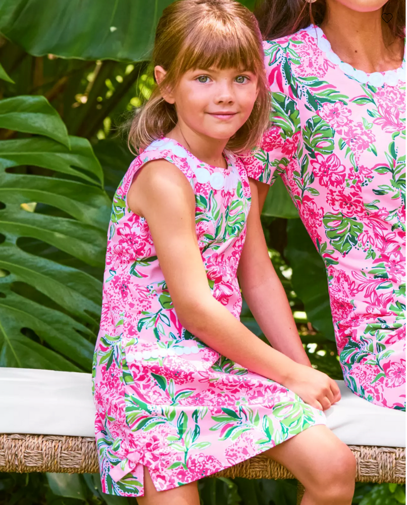 Girls Little Lilly Classic Shift Dress - Conch Shell Pink Koala La La