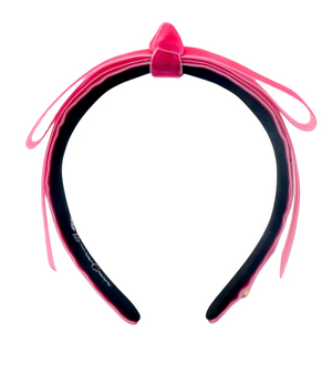 Thin Hot Pink Ribbon Bow Headband