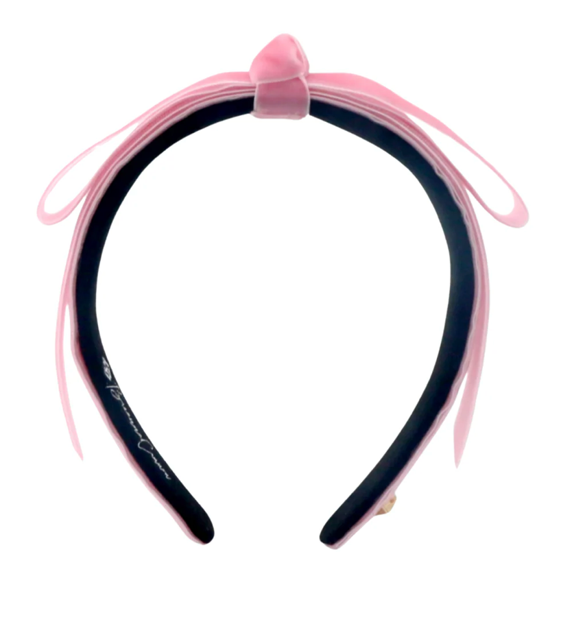 Thin Light Pink Ribbon Bow Headband