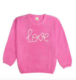 Love Valentine's Day Knit Adult Sweater - Hot Pink