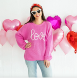 Love Valentine's Day Knit Adult Sweater - Hot Pink