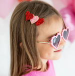 Girls Pink and Red Glitter Hearts Valentine's Day Clip