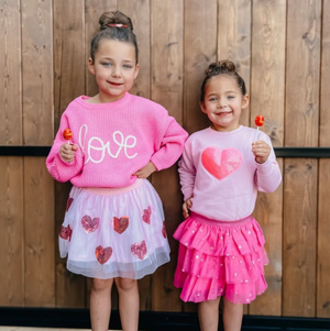 Girls Pink and Red Glitter Hearts Valentine's Day Clip