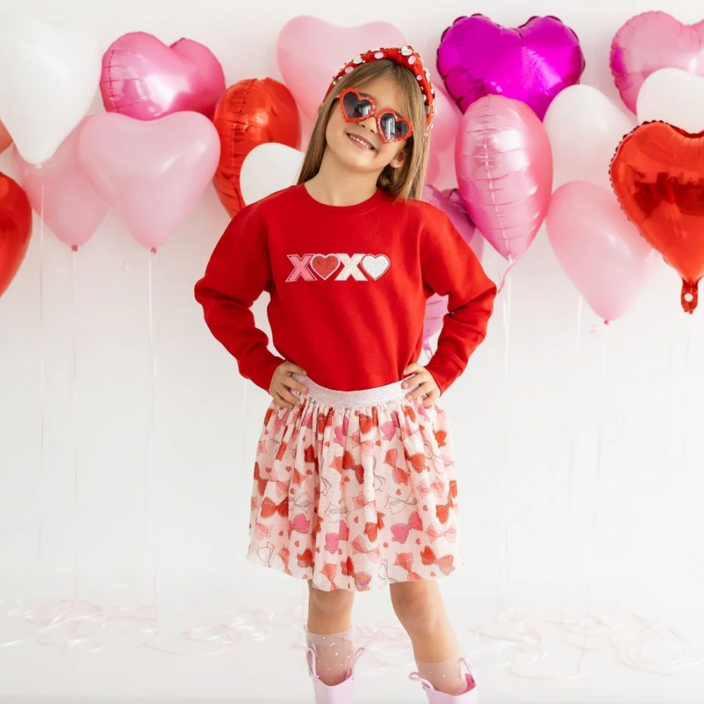 Girls XOXO Sequin Patch Valentine's Day Sweatshirt