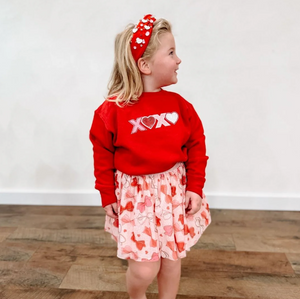 Girls XOXO Sequin Patch Valentine's Day Sweatshirt