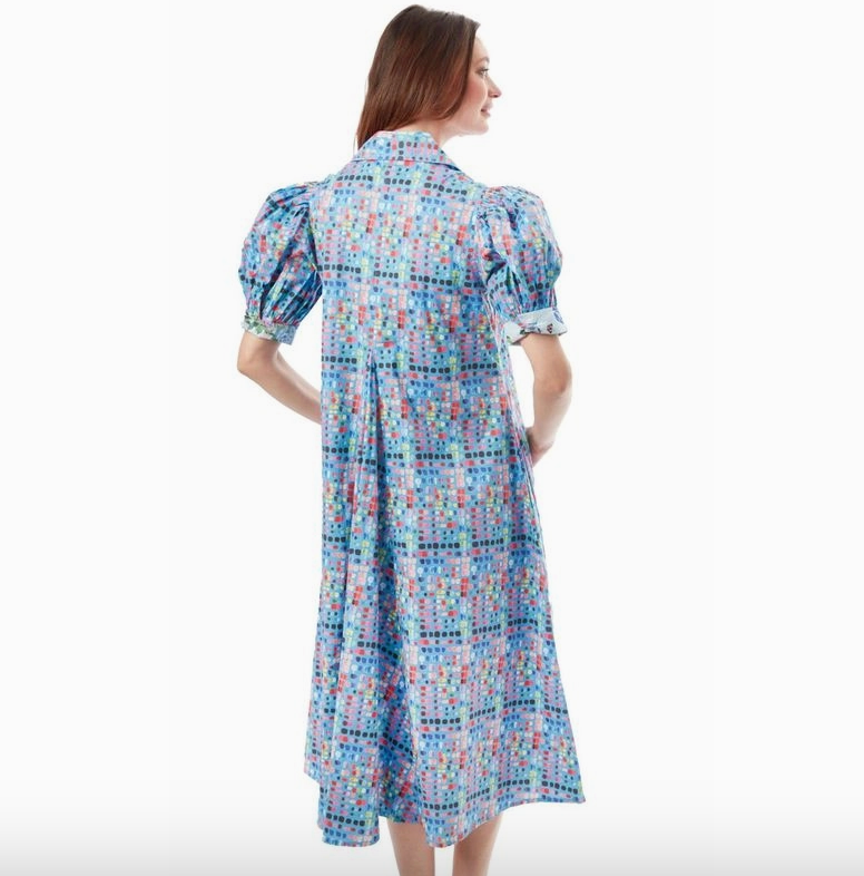 Montauk Dress Mid Blue Confetti Print