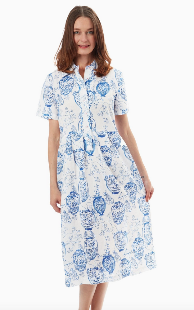 Shortsleeved Shirt Dress Chinoiserie