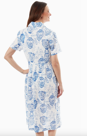 Shortsleeved Shirt Dress Chinoiserie