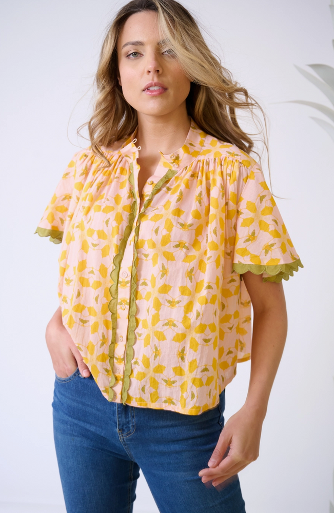 Parham Blouse - Orange Azalea