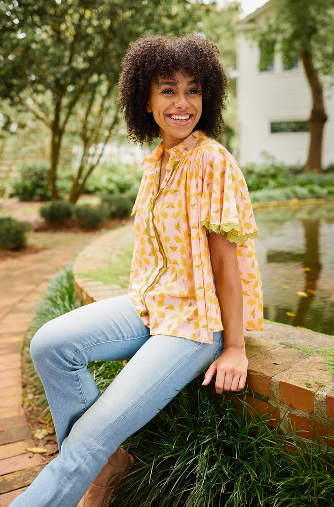 Parham Blouse - Orange Azalea