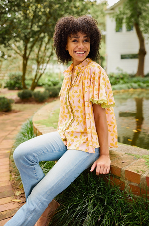 Parham Blouse - Orange Azalea