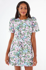 Marty Dress Pink Abstract Floral Jacquard