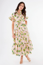 Sadie Maxi Dress Pink Tropical Tulip Jacquard