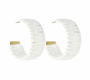 Raffia Wrapped Hoops - White
