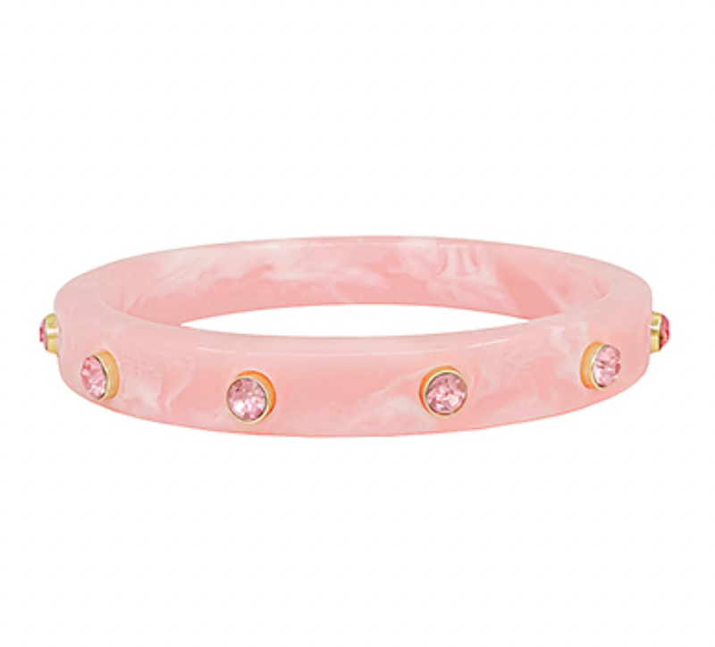 Crystal Station Acetate Bangle Bracelet - Blush