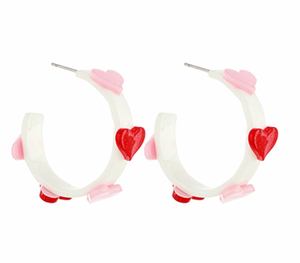 Heart Acetate Hoops - White/Multi