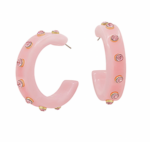 Crystal Station Acetate Hoops Thick - Blush/Clear