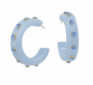 Crystal Station Acetate Hoops Thick - Lt Blue/Clear