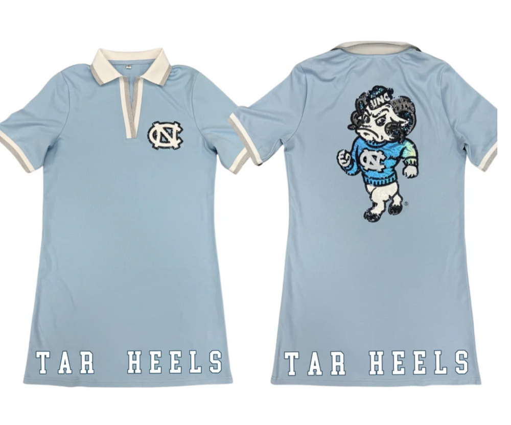 UNC Collared Shirt Dress - Blue/White