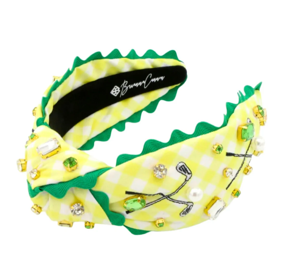 Golf Social Club Yellow Gingham Headband