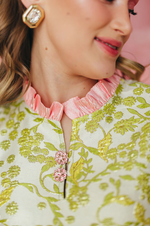 BC Caftan - Chartreuse and Blush with Feathers