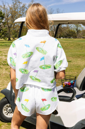 Grey Hole In One Stripe Collar Top
