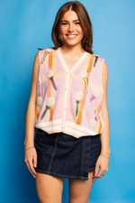 Light Pink Plaid Golf "Tee Time" Sweater Vest