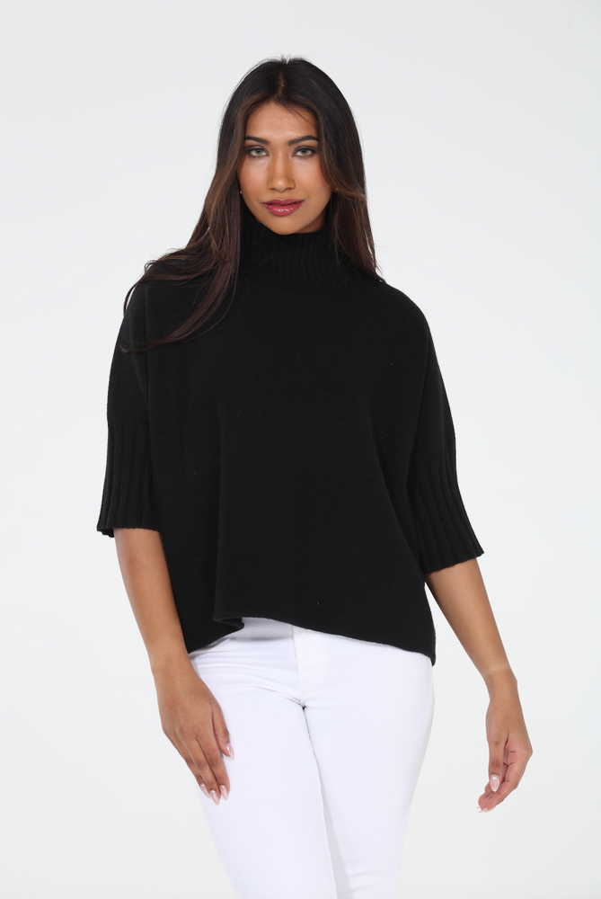Natasha Classic Knit Sweater Top - Black