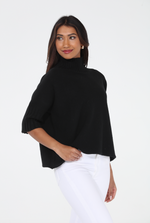 Natasha Classic Knit Sweater Top - Black