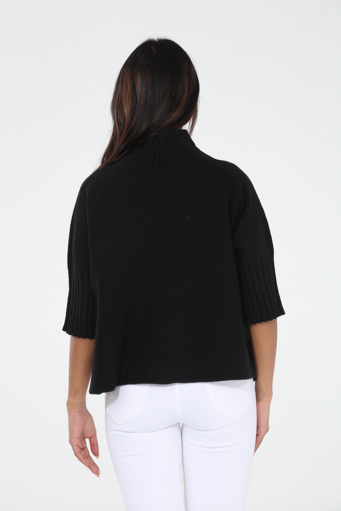 Natasha Classic Knit Sweater Top - Black