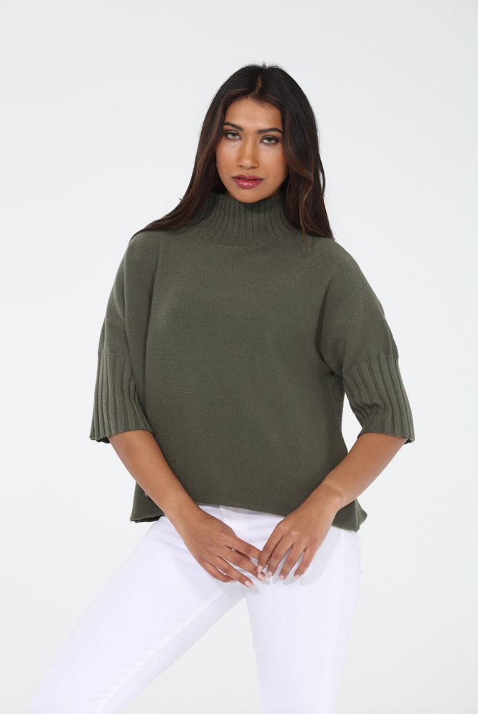 Natasha Classic Knit Sweater Top - Green